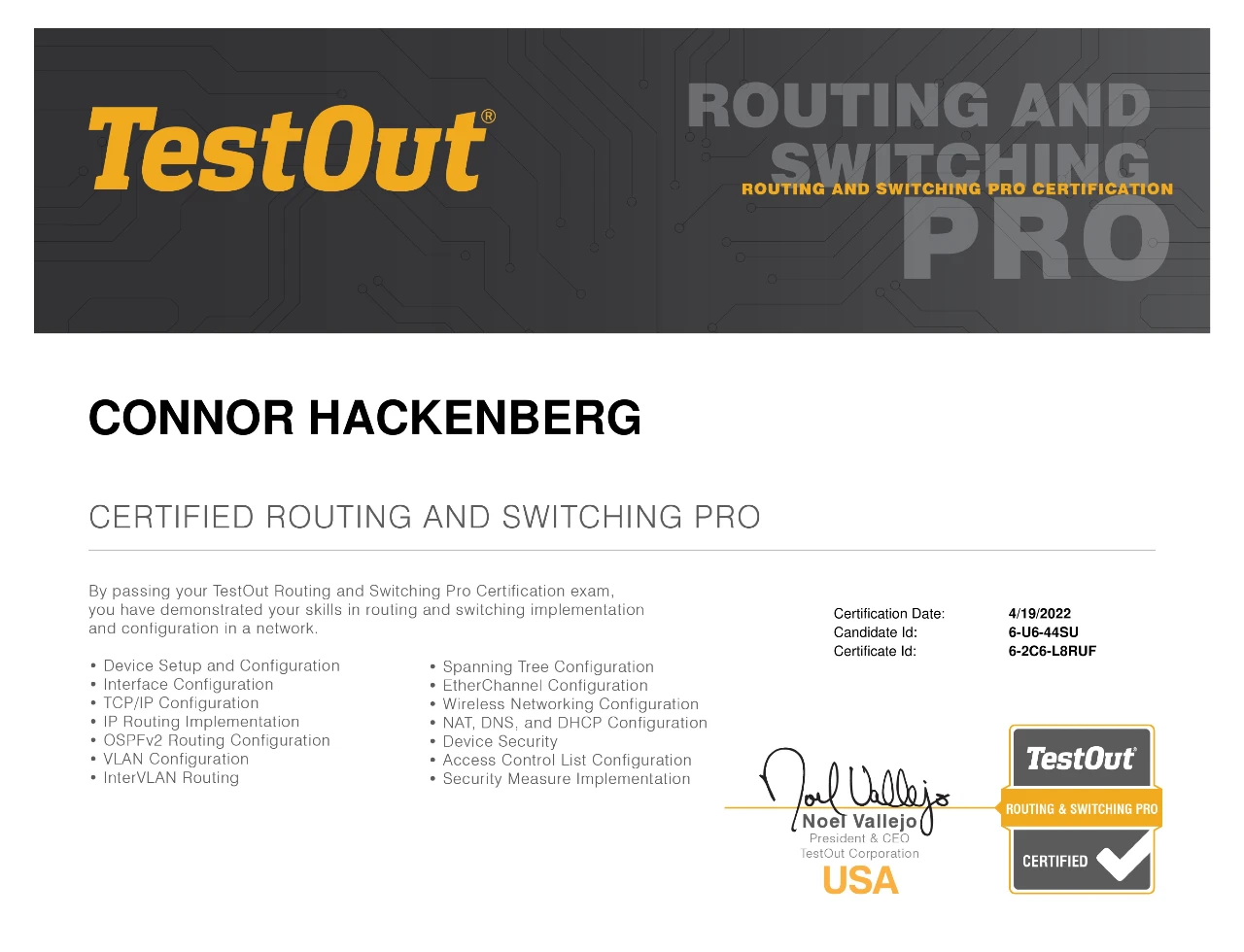 TestOut Routing & Switching Pro Certification