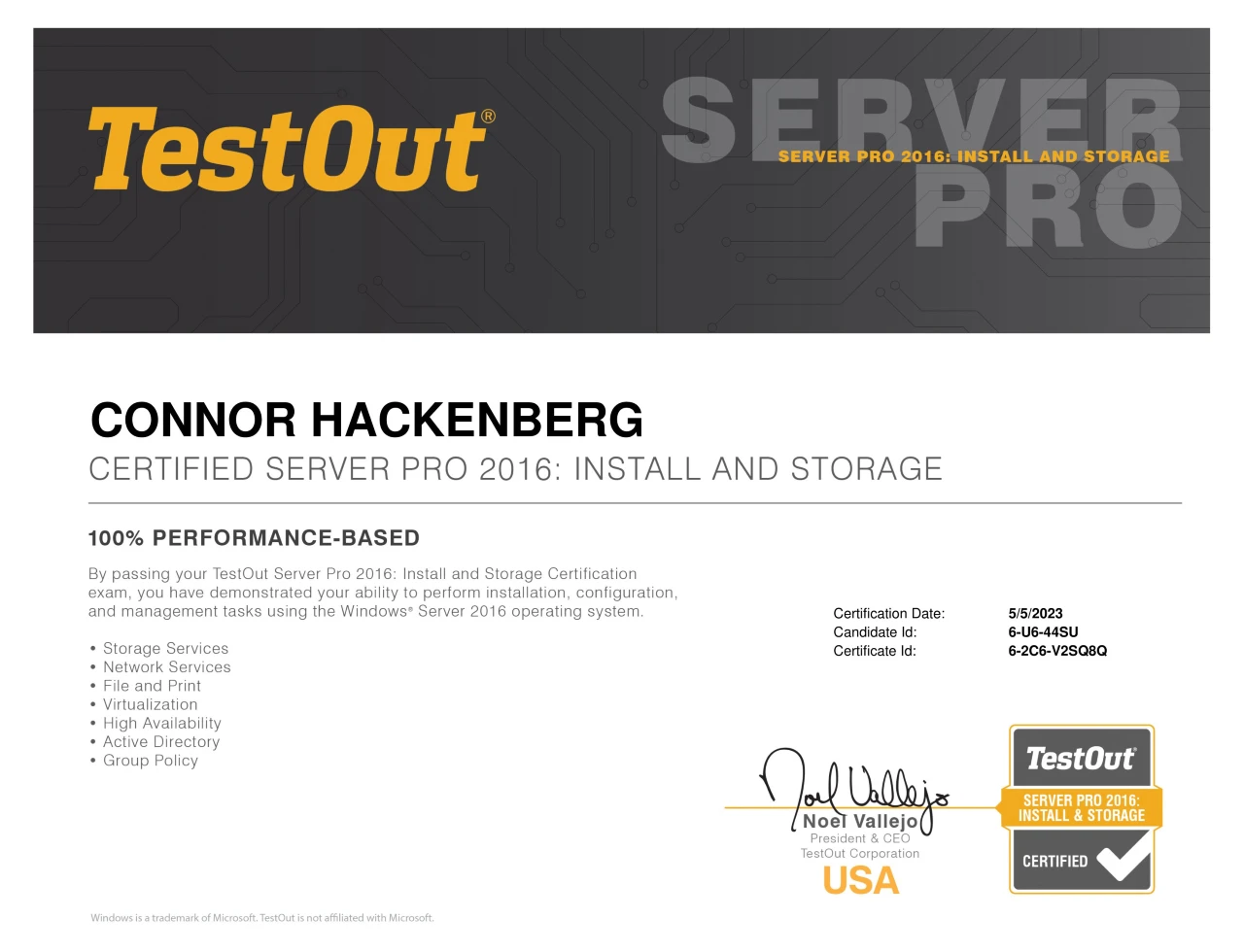 TestOut Server Pro Certification